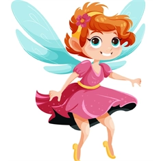 Pink Fairy with Blue Wings Cutout
